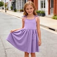thumbnail image 2 of BCSIOAOI Dress Girls,Tie Shoulder Sleeveless A-Line Casual Dress with Pockets Purple 11-12 Years, 2 of 9