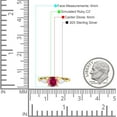 thumbnail image 7 of Three Stone Ring Kite Shape Ruby Cubic Zirconia Yellow Tone 925 Sterling Silver, Size 7, 7 of 7
