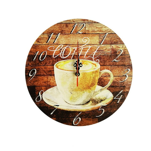 Horloge Murale Ronde en Bois Style Rétro 30cm Décoration Maison Salon Chambre Horloge Murale (Batterie Non Incluse)