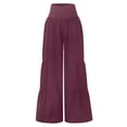thumbnail image 5 of Womens Cotton Linen Wide Leg Palazzo Pants Boho Elastic High Waist Baggy Trousers Fashion Ruffle Tiered Smocked Pants, 2XL, 5 of 8