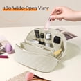 thumbnail image 4 of Lomyolo Travel Makeup Bag for Women, 2Pcs Puffer Cosmetic Bags Large Capacity, Toiletry Bag Waterproof Portable, Wide Open Cosmetic Organizer Pouch with Compartments for Toiletries & Brushes-WHITE, 4 of 7