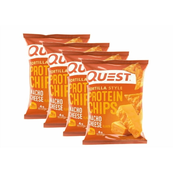 Tortilla Style Protein Chips- Quest- Nacho Cheese, 1.1oz, (4 pack)