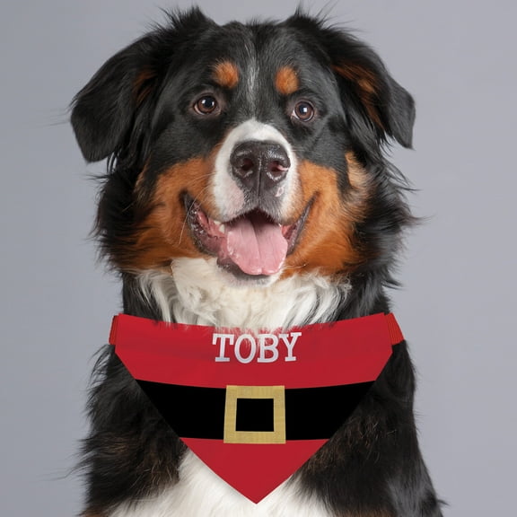 Santa Belt Personalized Pet Christmas Bandana Collar Cover