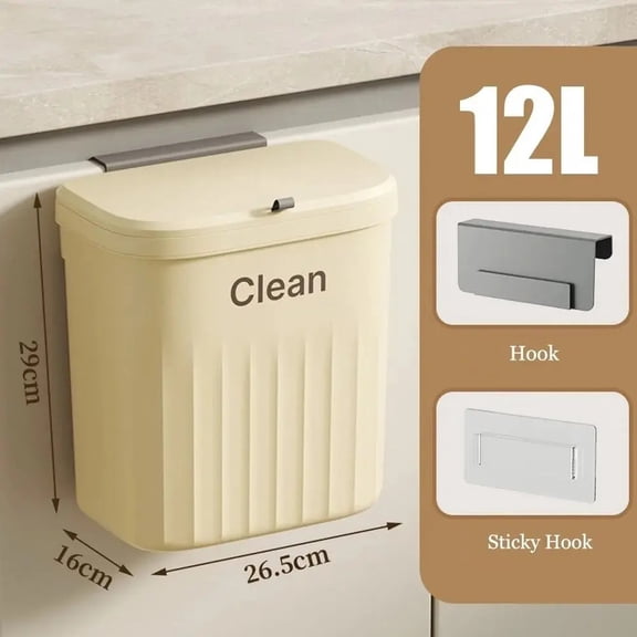 1Pcs Cabinet Compost Trash Can Durable With Lid Under Sink Waste Garbage Bin 8.5L/12L Hanging Kitchen Bin