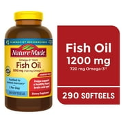 (3 pack) Nature Made Omega 3 Fish Oil 1200mg One per Day Softgels, Fish Oil Supplements, 290 Count