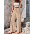 thumbnail image 4 of Pantalones de Salón de Pierna para Mujer, Cintura Alta, Ajustables, con Nudo de Lazo, Holgados. Albaricoque L, 4 of 9
