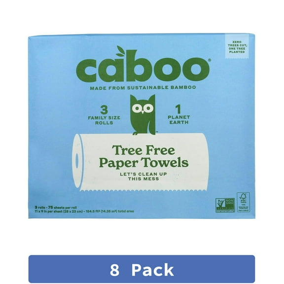 Caboo Paper Towels 75 Sheet 3 Count (Pack of 8)