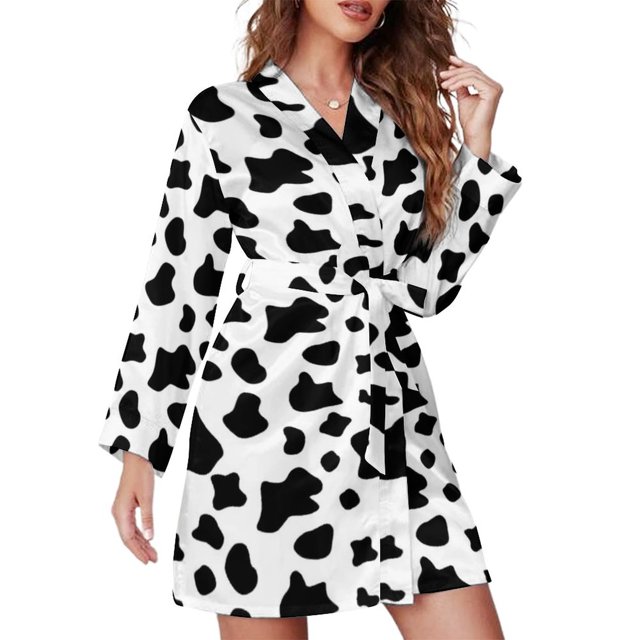 Farm Ranch Pajama Robe Women Corn Cob Print Aesthetic Sleepwear Long Sleeve V Neck Print Pajamas Robes Autumn Retro Dress