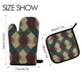 thumbnail image 2 of Yayeee Oven Mitts and Pot Holder Set of 2 Heat Resistant Kitchen Gloves Baking Hot Pad, Green Tartan Pattern, 2 of 5