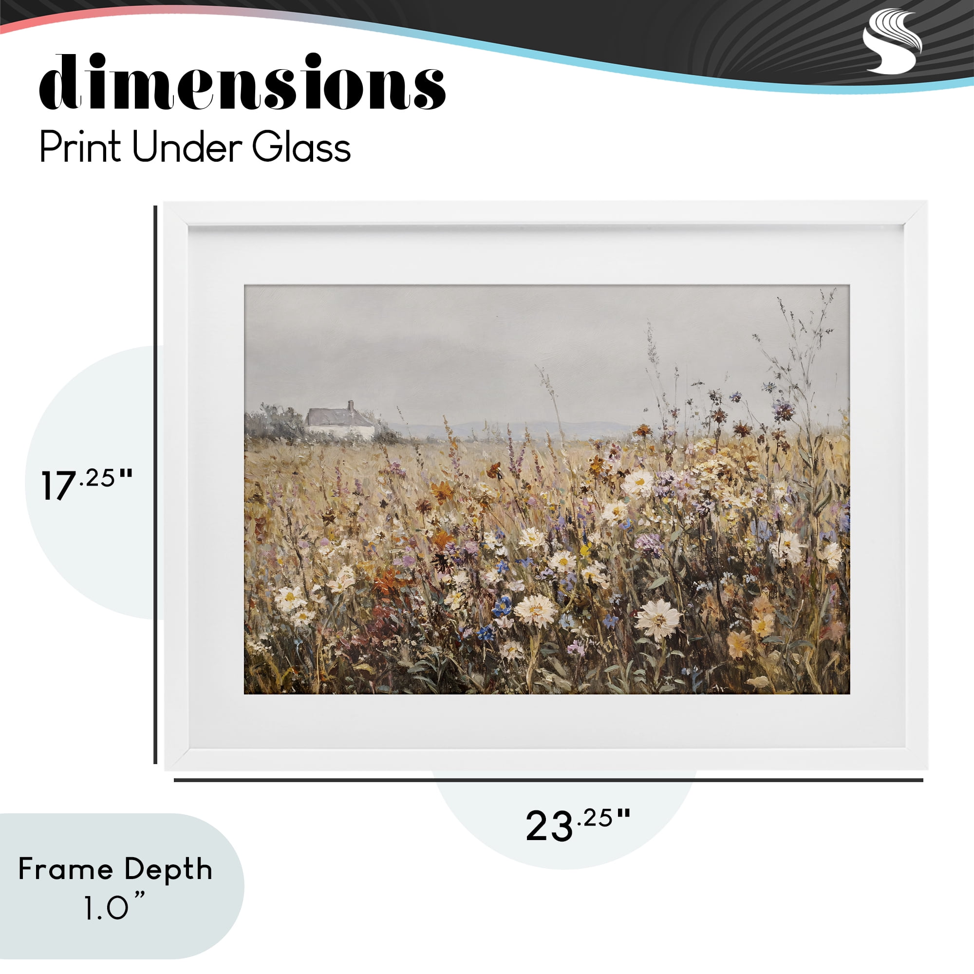 Stupell Industries Quaint Cottage Meadow White Framed Print Under Glass, design by Jacky Ngan