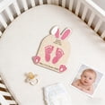 thumbnail image 4 of Easter Wooden Sign, Bunny Handprint Keepsake, Memory Board, Home Decor, Personalized Gift, 1Pcs, 10x7", Pink, 4 of 7