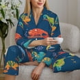 thumbnail image 6 of Pajama Sets for Women 2 Pcs, Colorful Cute Chameleon Lizard_A Button Down Long Sleeve Sleepwear Lounge PJ Sets, 6 of 6