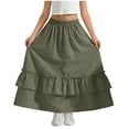 thumbnail image 2 of ATOGUTA Big Girls Skirt Casual High Waist Stretchy A-Line Skirts Soft Skorts Fashion Clothes Size 4T-15. Army Green, 2 of 6