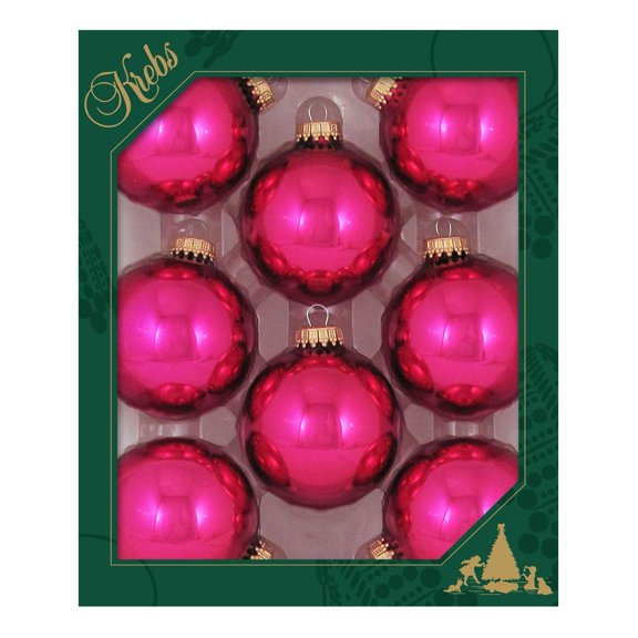 Christmas By Krebs Made in The USA Designer Seamless Glass Christmas Ball Ornaments, 2 5/8" (67mm), 8 Pieces