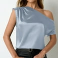 thumbnail image 2 of Jamicy Blouse for Women Summer Outfits Women’S Tops Asymmetrical Off-Shoulder Shirt Sleeveless Ruching Satin Blouses Elegant Trendy Dressy, 2 of 4