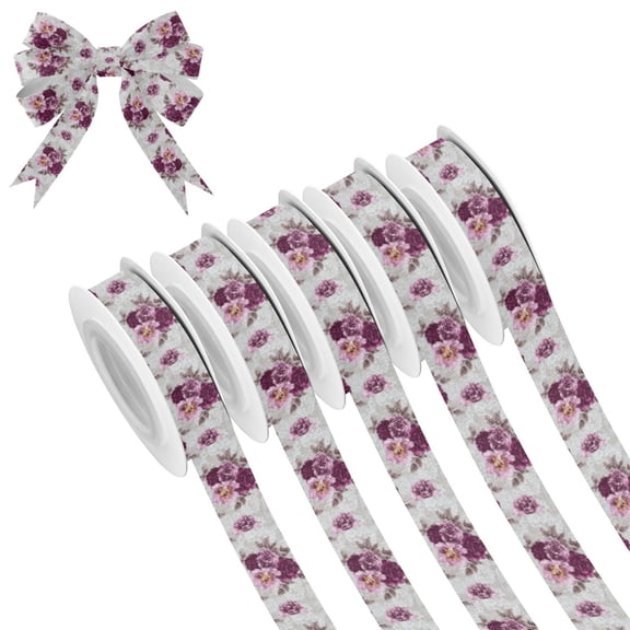 5 Rolls Christmas Ribbon 1.5 inch Wide Decorative Ribbon for Gift Wrapping and Holiday Decorations Magenta Roses