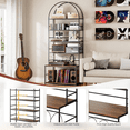 thumbnail image 6 of Large Record Player Stand with Vinyl Storage, 6-Tier Vinyl Record Storage Rack with Turntable Stand, Media Storage Cabinet for Living Room Bedroom Music Corner, Walnut, 6 of 8