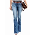 thumbnail image 2 of Boot Cut Jeans for Women Mid Waist Tummy Control Trendy Flare Jeans Straight Denim Pants Light Blue S, 2 of 7