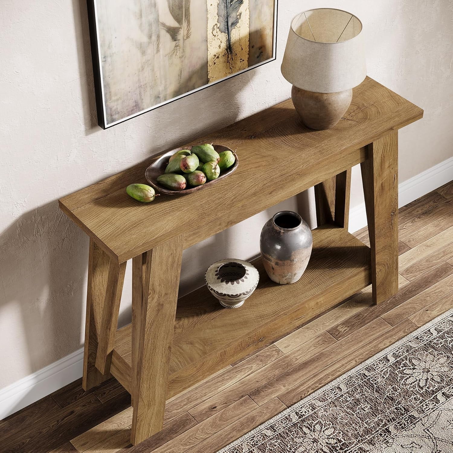 Tribesigns 41.3" Farmhouse Console Table, 2-Tier Wooden Entryway Table with Storage