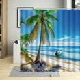 thumbnail image 4 of Seaside Nature Scenery Bathroom Decor Summer Beach Coconut Tree Ship Shower Curtain Polyester Fabric Bathtub Curtains With, 4 of 8