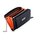 thumbnail image 1 of Cartera para tarjetas de visita de piel auténtica con estampado de fibra de carbono y cremallera japonesa, monedero para tarjetas de visita para hombre, RFID, 1 of 6