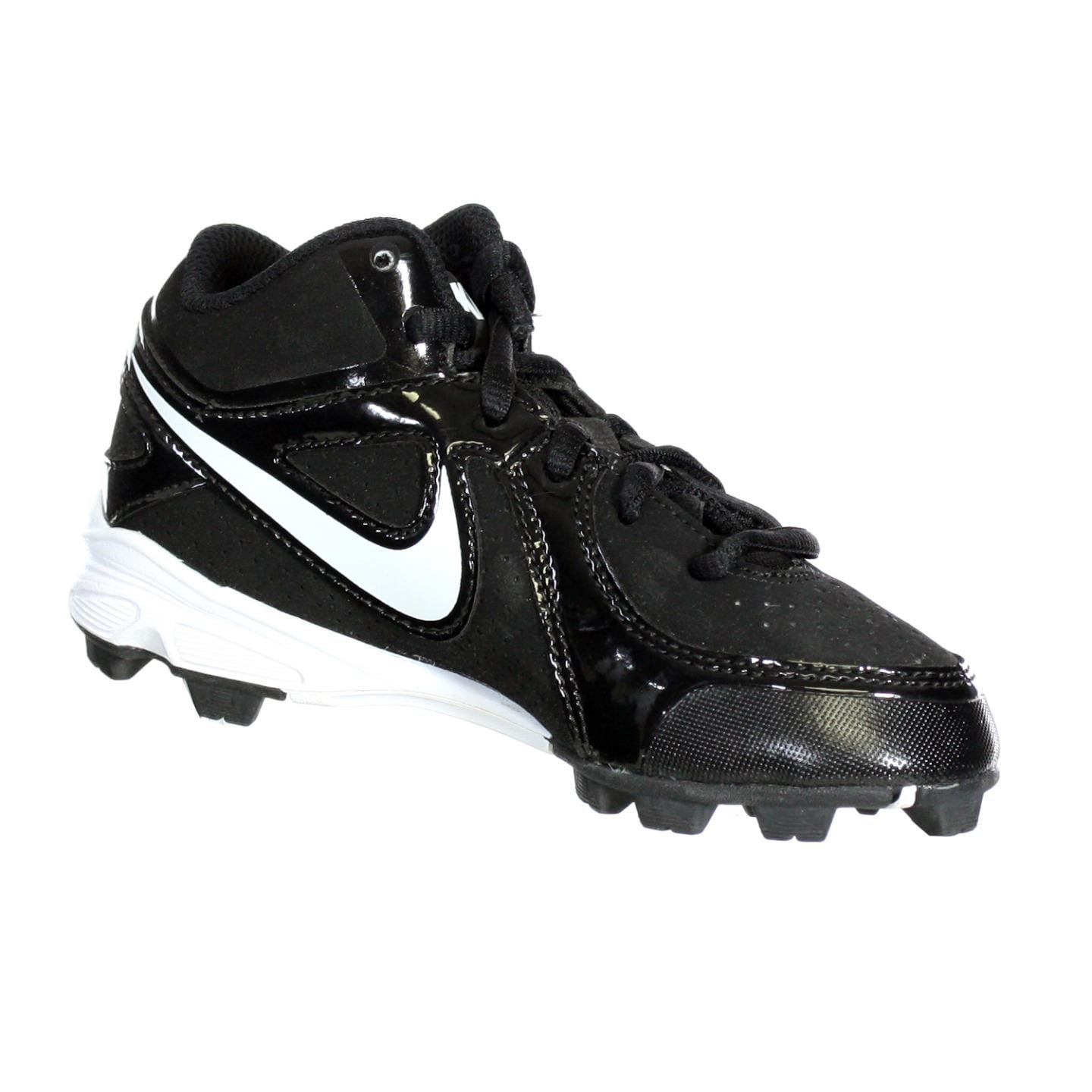 WHITE YOUTH MOLDED BASEBALL CLEATS 4Y 