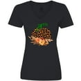 thumbnail image 3 of Inktastic Cheetah Print Pretty Pumpkin with Fall Leaves Women's V-Neck T-Shirt, 3 of 5