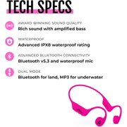 H2O Audio Betty x TRI 2 Multi-Sport Waterproof Bone Conduction Headphones – IPX8 Waterproofing, Bluetooth 5.3, Built-in MP3, 8GB – Swimming, Running, Triathlon, Open Ear – Pink