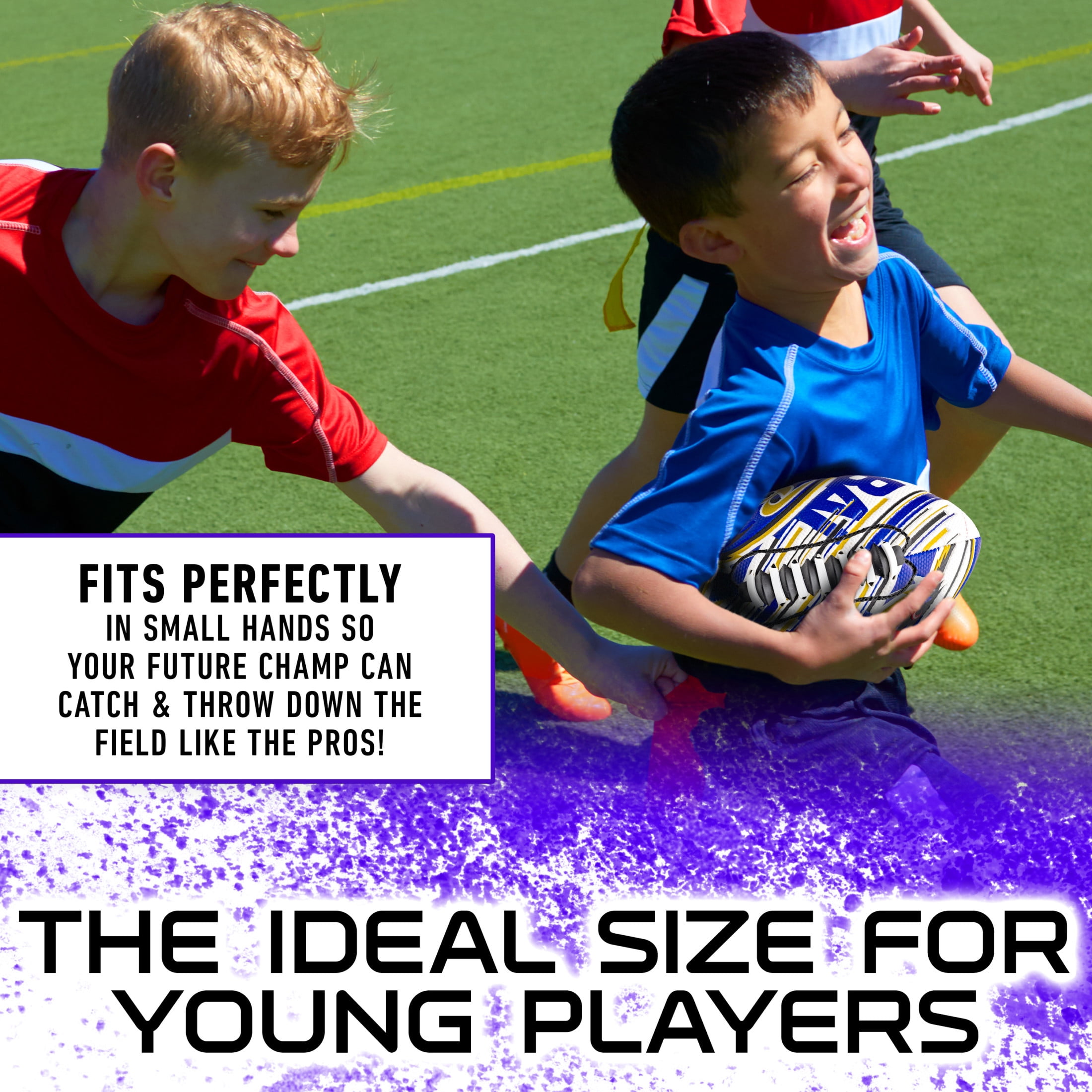 NFL Baltimore Ravens Football - Youth Mini Football - 8.5" Football- SPACELACE Easy Grip Texture- Perfect for Kids !