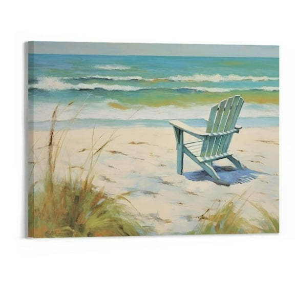 Creowell Beach Scene Canvas Print Canvas Wall Art Picture 20x16in for Living Room Bedroom 20x16in