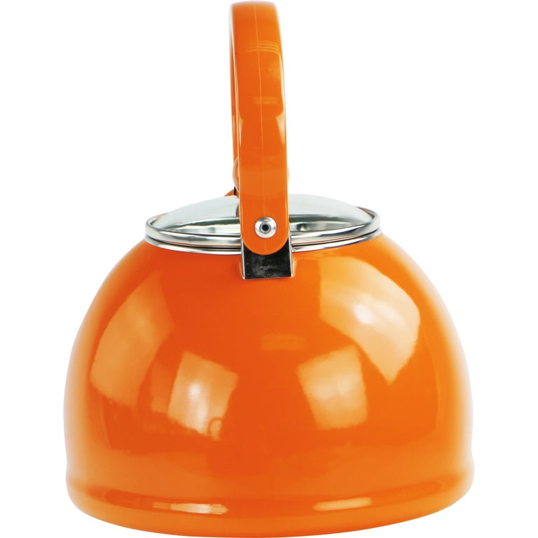 Calypso Basics, Whistling Teakettle w/ Glass Lid, Orange 