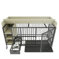 thumbnail image 3 of Large Pet Cage with Storage Rack, Feeding Drawers, Stainless Steel Basin, Iron Frame and MDF for Dogs or Cats, Black and Beige, 3 of 9
