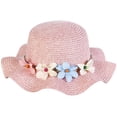 thumbnail image 1 of Children Summer Hat Straw Fake Flower Beach Hat Sun Protection Hat Beach Cap, 1 of 10