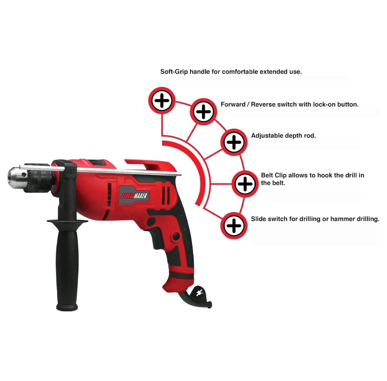 XYX Hammer Drill, 5.0AMP. 500W 1/2in PRO-TP500