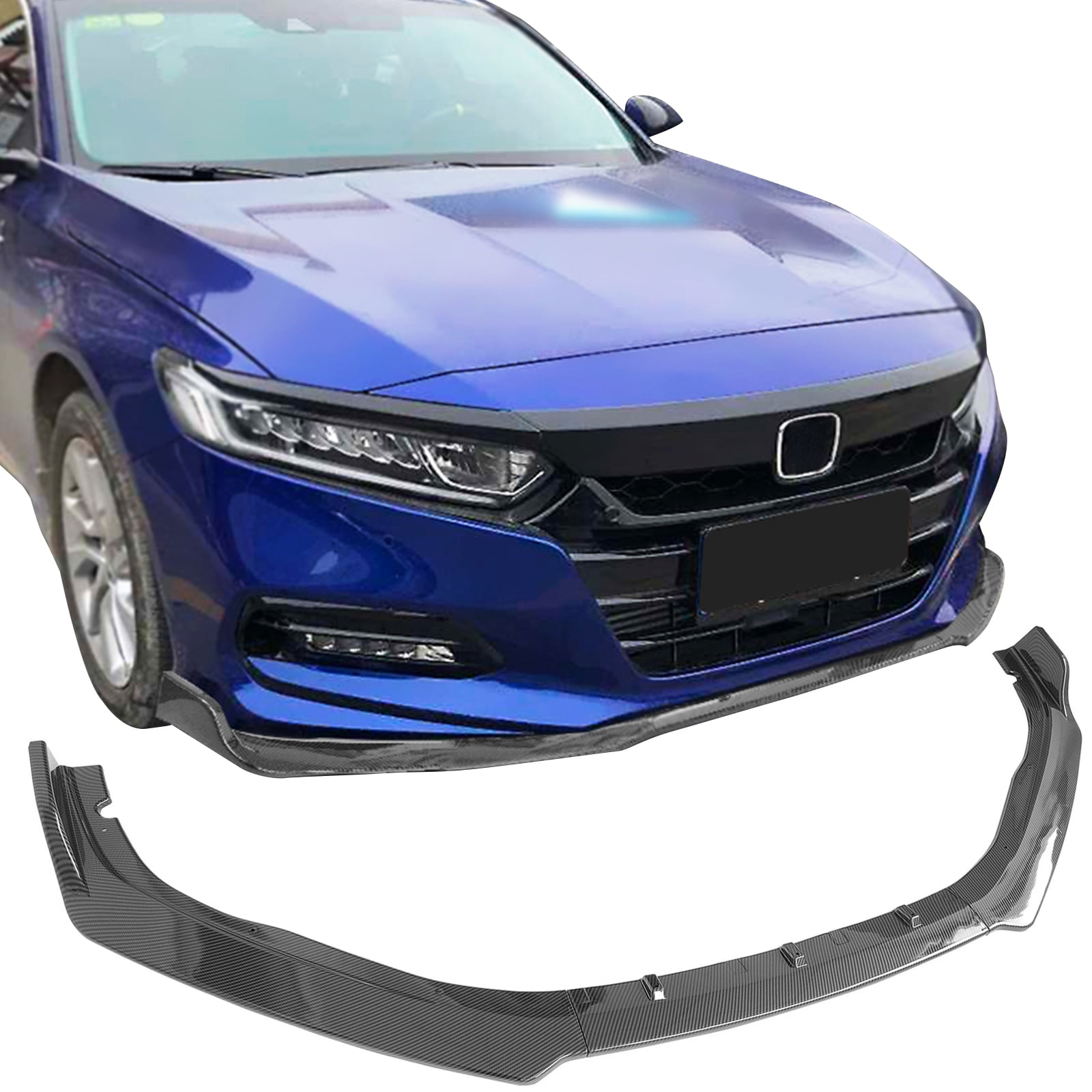 Ikon Motorsports Front Bumper Lip Compatible With 2018-2021 Honda Accord, Carbon Fiber Print PP Polypropylene IKON Style Front Lower Chin Lip Splitter Protector 3PCS