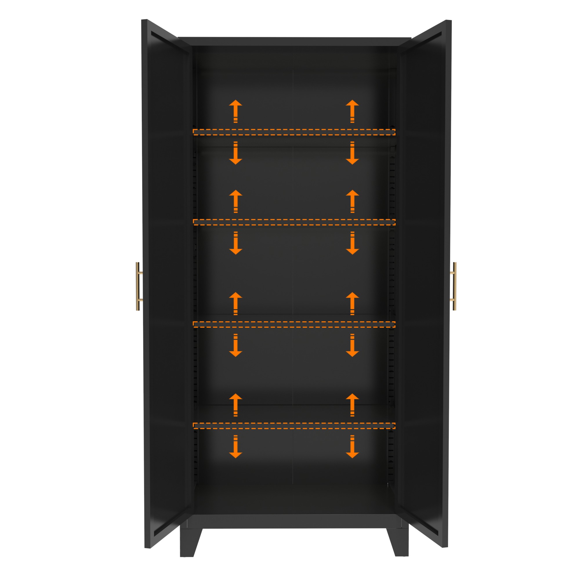 HOQBN 71 Inch Metal Storage Cabinet with 2 Doors,Tall Steel Cabinet with Adjustable Shelves,Freestanding Floor Storage Cabinet for Bedroom,Living Room,Kitchen,Office,Pantry,Black