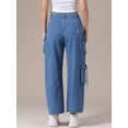 thumbnail image 4 of DARING DIVA Women's Cargo Jeans Straight High Waist Baggy Denim Pants S Blue, 4 of 7