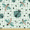 thumbnail image 2 of Dragonfly Fabric by the Yard, Repeating Pattern of Ladybugs on Plain Background Spring Meadow, Upholstery Fabric for Dining Chairs Home Decor Accents, White Cadet Blue and Coral by Ambesonne, 2 of 5