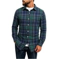 thumbnail image 2 of Samdudou Mens Long Sleeve Shirts Plaid Flannel Button Up Casual Autumn Outerwear Classic Windowpane Check Pattern Daily Streetwear, 2 of 8