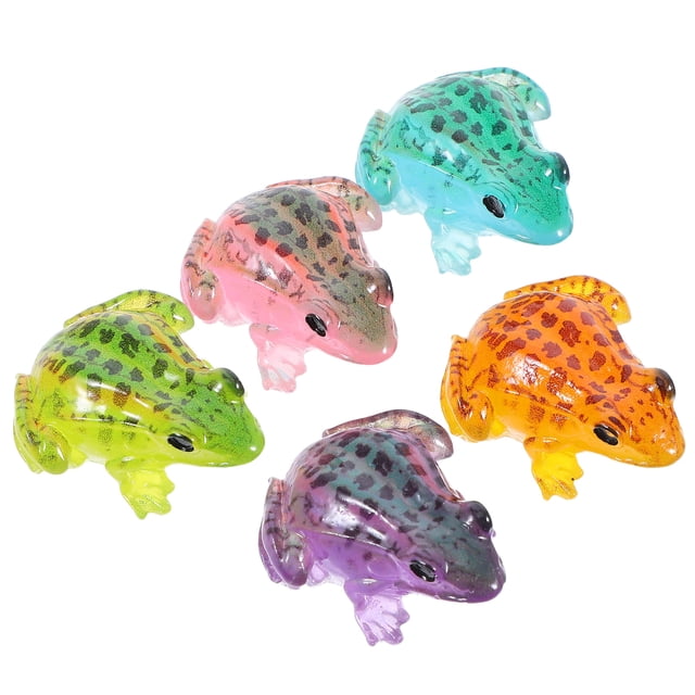 5 ranas en miniatura de resina, decoraciones de ranas, estatuas de ranas pequeñas, decoraciones de ranas pequeñas de dibujos animados