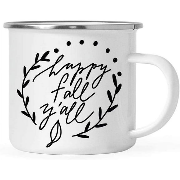 Koyal Wholesale Fall Autumn Season 11oz. Stainless Steel Campfire Coffee Mug, Happy Fall Y'all, Scandinavian, 1-Pack