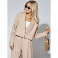 thumbnail image 5 of 2 Piece Outfits for Women Dressy Blazer Jackets High Waisted Straight Leg Pants Suits Set Business Casual Apricot M, 5 of 9
