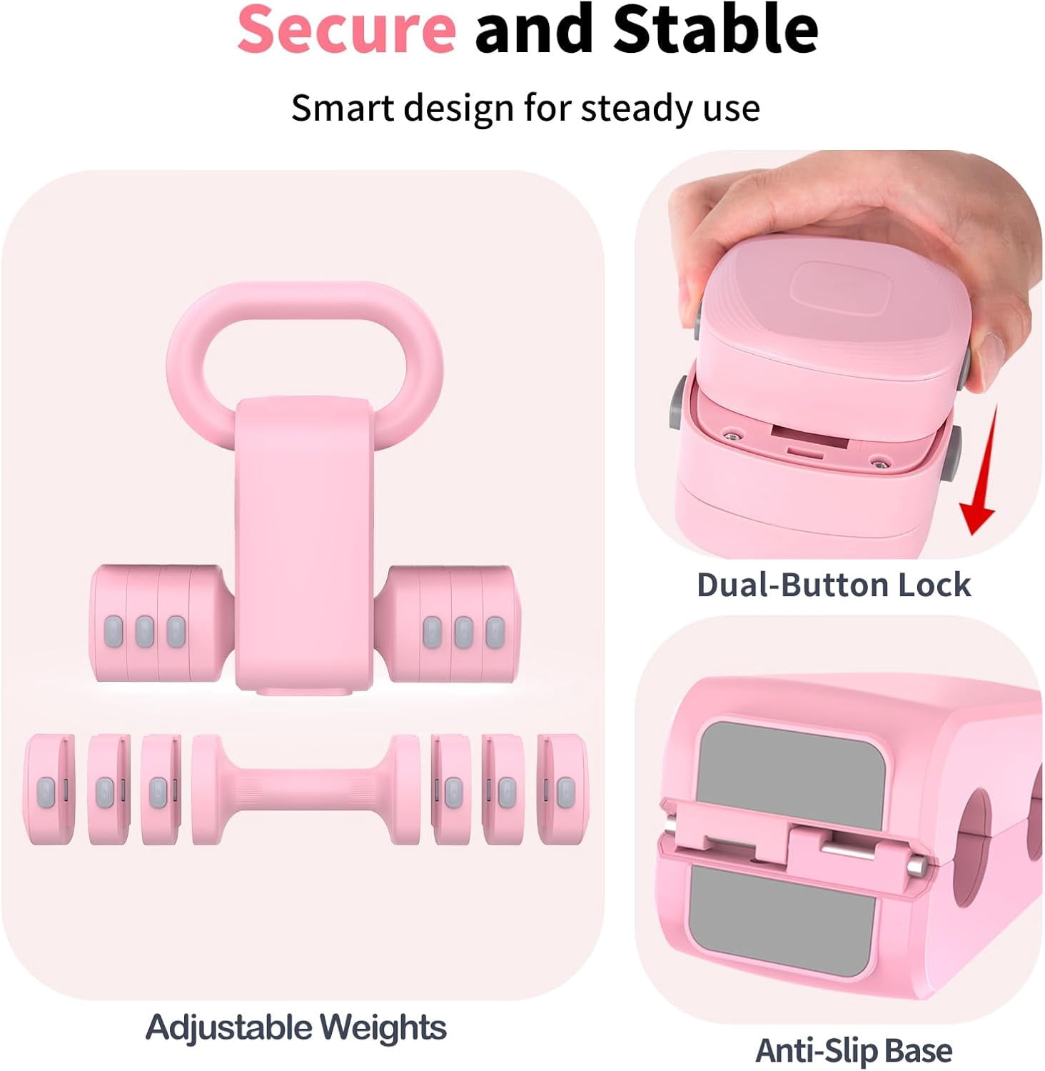 Adjustable Dumbbells Set with Kettlebell Form, 4 Levels Weight Options from 2.2 to 5.5lb Each for Home Gym Training