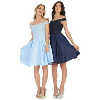 Womens Ivory/Gold Homecoming Cocktail Party Short Deep V-Neck Sleeveless  A-Line Plus Size Dress - Walmart.com