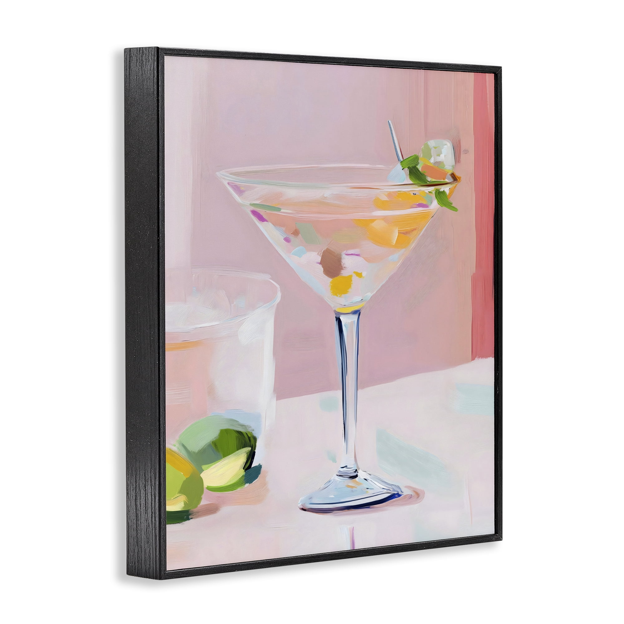 Stupell Industries Pink Martini Bar with Lime Black Framed Giclee Art, design by The Prints Vibe