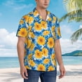 thumbnail image 2 of Lsque Blue Ocean Wave Sunflower pattern Hawaiian Shirt for Men, Unisex Summer Beach Casual Short Sleeve Button Down Shirts-X-Large, 2 of 9