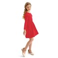 thumbnail image 2 of Actgleam Girls Ruffle Long Sleeve Dress Knit Round Neck A-Line Cute Casual With 2 Pockets Sundress,Red,11-12Y, 2 of 8