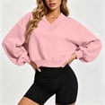 thumbnail image 2 of Cropped Hoodie for Womens Casual Crewneck Sweatshirts Workout Long Sleeve Drawstring Hooded College Teen Preppy Crop Tops Clothes 2026, 2 of 6