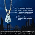 thumbnail image 2 of Gem Stone King 14K Yellow Gold Sky Blue Aquamarine and Blue Created Sapphire Pendant Necklace for Women | 1.17 Cttw | Gemstone March Birthstone | Pear Shape 9X6MM | With 18 inch Chain, 2 of 6