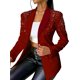thumbnail image 2 of Blazer de Negocios para Mujer, Chaqueta de Traje de Larga con Abertura Frontal, Abrigo con Botones de Diamantes de Imitación, Ropa de Oficina Vino Tinto XXL, 2 of 7